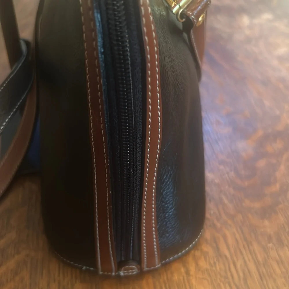 Bally Vintage Black and Brown Pebbled Leather Satchel with Shoulder Strap - Picture 5 of 15